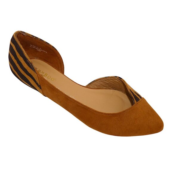 Bamboo Tiger Stripe D'Orsay Flats Pointed Toe Indie Y2K Animal Print Size 8.5 - Picture 1 of 11